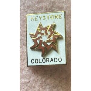 Vintage Keystone Colorado Ski Resort Pin Gold Tone Red White Enamel Star Logo